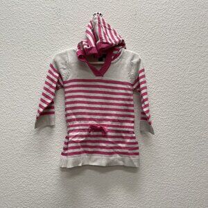 Pumpkin Patch Girls Sweater Dress 24 Months Hooded Pink Striped Flare